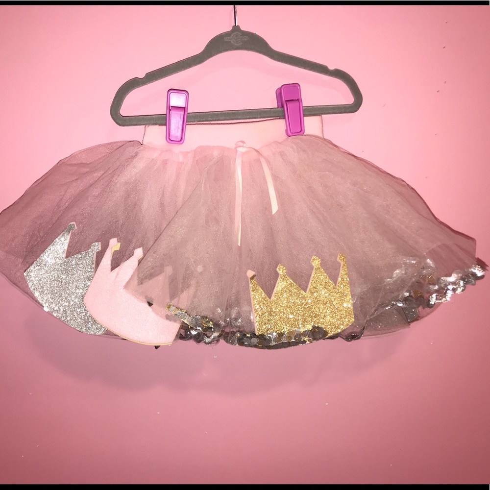 Mud Pie Pink Glitter Birthday Tutu Skirt Toddler